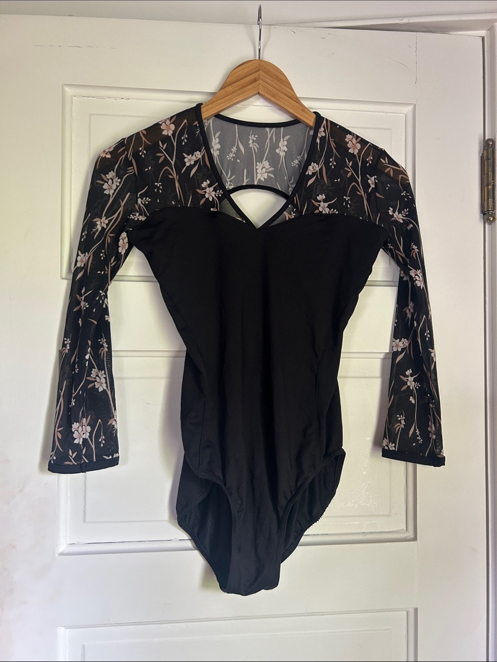 Mirella Bloch adult ballet leotard large floral sakura print mesh open back